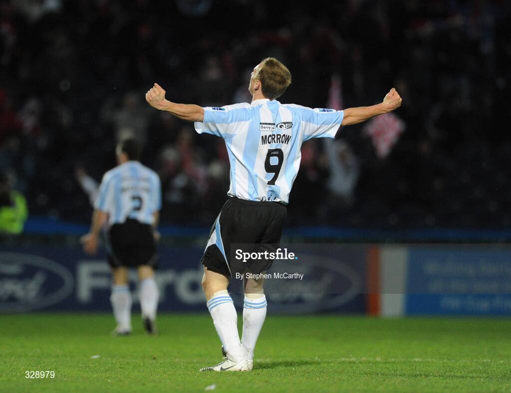 23 November 2008; Sammy Morrow, Derry City, celebrates after scoring his and his side's second goal. Ford FAI Cup Final 2008, Bohemians v Derry City, RDS, Ballsbridge, Dublin. Picture credit: Stephen McCarthy / SPORTSFILE