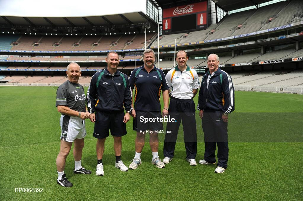 28 October 2008; Members of the Ireland backroom team, from left, manager Sean Boylan, selectors Hugh Kenny, Eoin Liston, Anthony Tohill and tour manager Sean Walsh after an Ireland International Rules training session. 2008 International Rules tour, Melbourne Cricket Ground, Melbourne, Auatralia. Picture credit: Ray McManus / SPORTSFILE