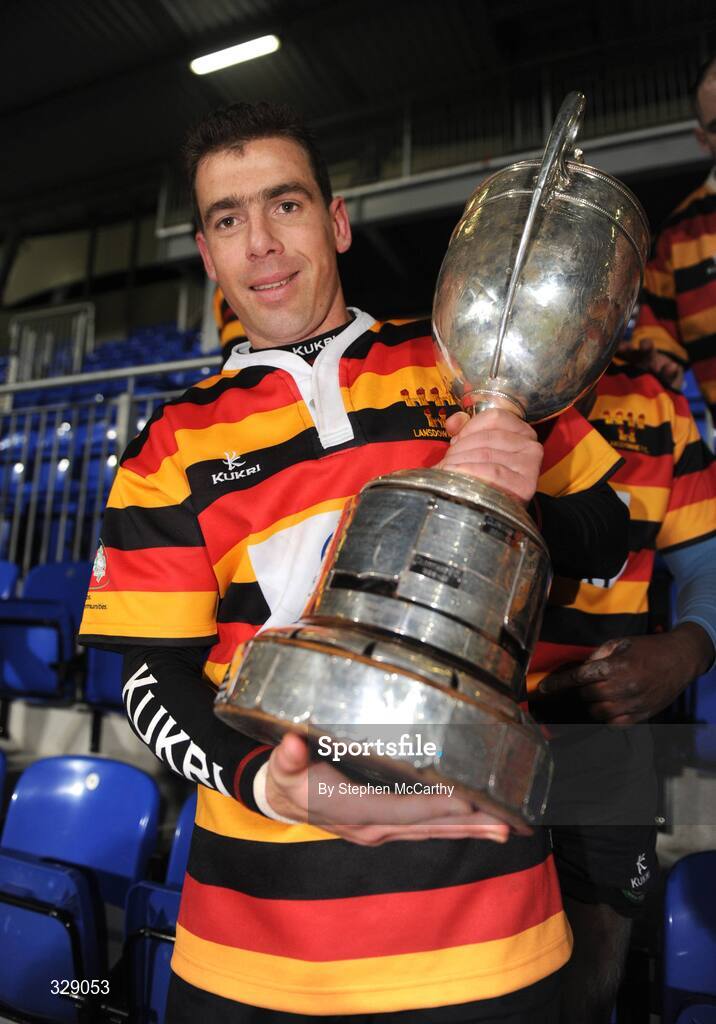 21 November 2008; Charl Oosthuizen, Lansdowne, with the cup after victory over Clontarf. Leinster Senior League Cup Final, Clontarf v Lansdowne, Donnybrook Stadium, Dublin. Picture credit: Stephen McCarthy / SPORTSFILE