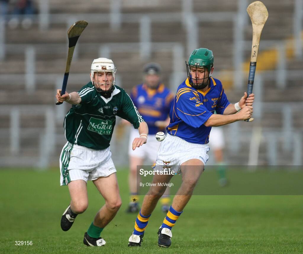 12 October 2008; Barry Breen, Keady Lamh Dhearg, in action against Barry Coulter, Ballygalget John Mitchels. AIB Ulster Club Senior Hurling Championship Semi-Final, Ballygalget John Mitchels v Keady Lamh Dhearg, Casement Park, Belfast, Co. Antrim. Picture credit: Oliver McVeigh / SPORTSFILE