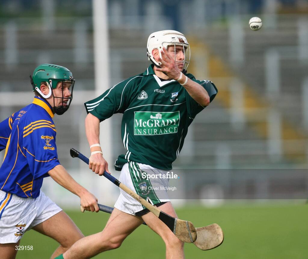 12 October 2008; Barry Coulter, Ballygalget John Mitchels, in action against Barry Breen, Keady Lamh Dhearg. AIB Ulster Club Senior Hurling Championship Semi-Final, Ballygalget John Mitchels v Keady Lamh Dhearg, Casement Park, Belfast, Co. Antrim. Picture credit: Oliver McVeigh / SPORTSFILE