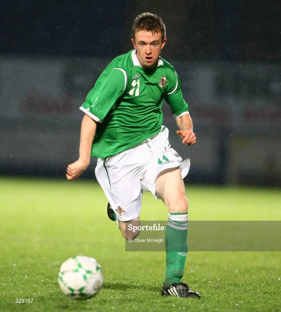 10 October 2008; Shane Ferguson, Northern Ireland. UEFA Under 19 European Championships Qualifying Round, Northern Ireland v England, Windsor Park, Belfast. Picture credit: Oliver McVeigh / SPORTSFILE