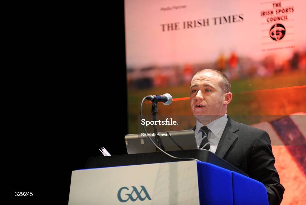 28 November 2008; Jimmy D'Arcy, GAA Games Development Manager, speaking during the GAA Games Development Conference 2008. Croke Park, Dublin. Picture credit: Matt Browne / SPORTSFILE