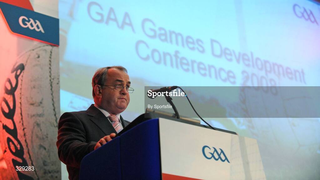 29 November 2008; President of the GAA Nickey Brennan speaking at the GAA Games Development Conference 2008. Croke Park, Dublin. Photo by Sportsfile