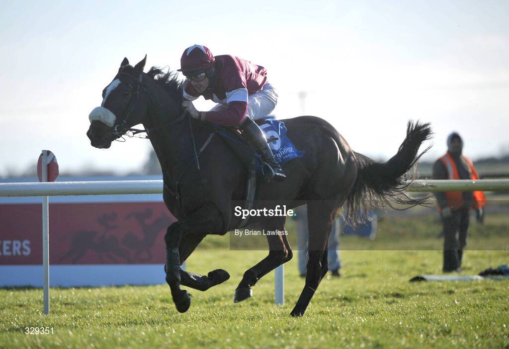 30 November 2008; Tharawaat, with Davy Russell up, on the way to winning the Irish Rover Bar New York Juvenile 3-Y-O of €32,500. Fairyhouse Winter Festival 2008, Fairyhouse Racecourse, Co. Meath. Picture credit: Brian Lawless / SPORTSFILE