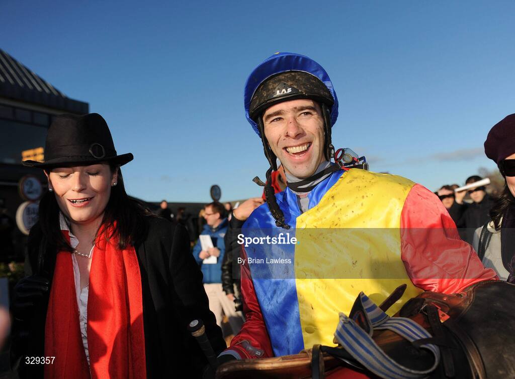 30 November 2008; Jockey Tom Doyle in the parade ring after winning the Bar One Racing Drinmore Novice Steeplechase of €90,000 aboard Trafford Lad. Fairyhouse Winter Festival 2008, Fairyhouse Racecourse, Co. Meath. Picture credit: Brian Lawless / SPORTSFILE