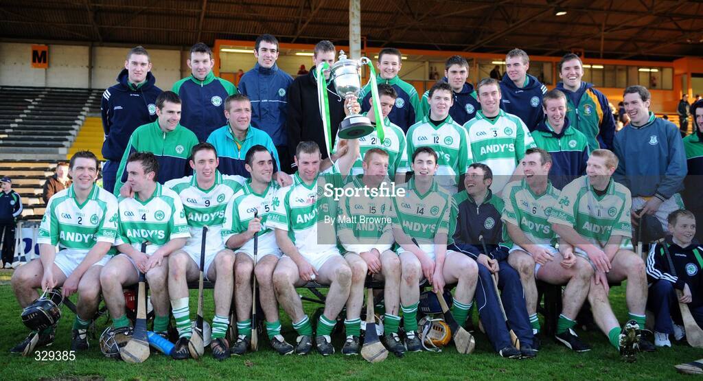 30 November 2008; Ballyhale Shamrocks celebrate with the cup. AIB Leinster Senior Club Hurling Championship Final, Ballyhale Shamrocks v Birr, Nowlan Park, Kilkenny. Picture credit: Matt Browne / SPORTSFILE