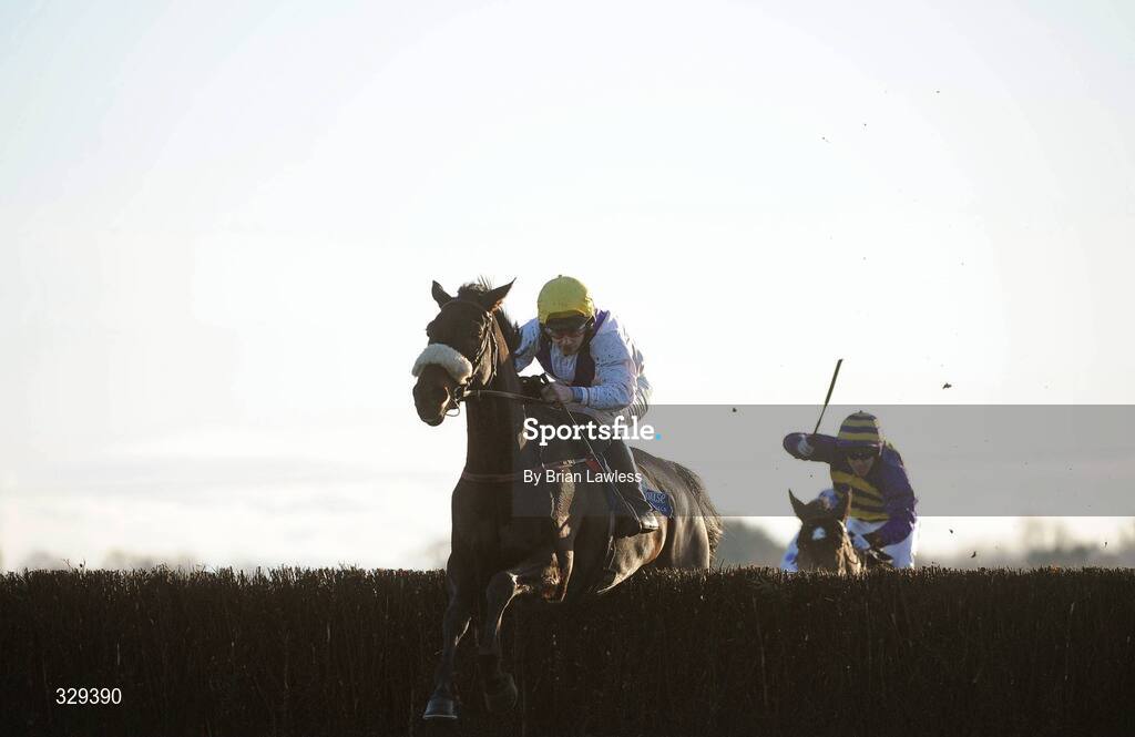 30 November 2008; Conem, with Andrew Leigh up, clears the last on the way to winning the Caffrey's of Batterstown Handicap Steeplechase. Fairyhouse Winter Festival 2008, Fairyhouse Racecourse, Co. Meath. Picture credit: Brian Lawless / SPORTSFILE