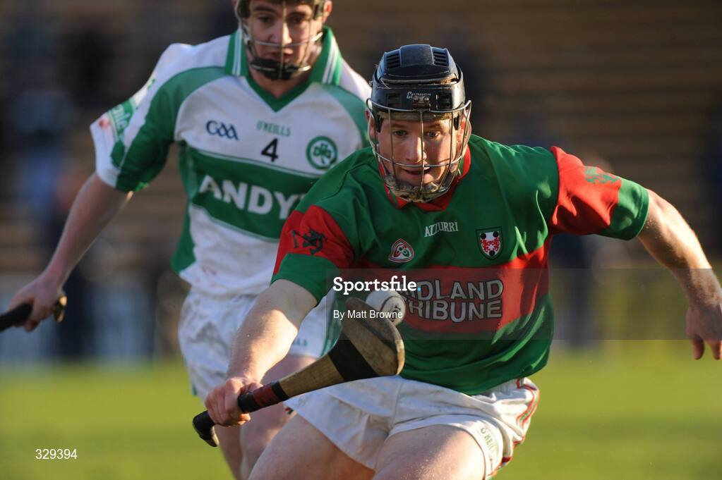 30 November 2008; Sean Ryan, Birr, in action against Padraig Holden, Ballyhale Shamrocks. AIB Leinster Senior Club Hurling Championship Final, Ballyhale Shamrocks v Birr, Nowlan Park, Kilkenny. Picture credit: Matt Browne / SPORTSFILE