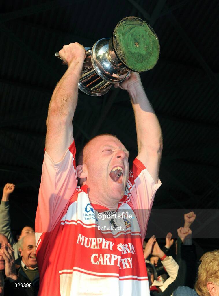 30 November 2008; De La Salle's John Mullane lifts the cup. AIB Munster Senior Club Hurling Championship Final, Adare v De La Salle, Semple Stadium, Thurles. Picture credit: Pat Murphy / SPORTSFILE