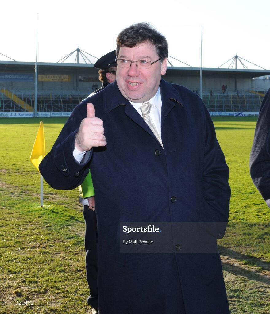30 November 2008; An Taoiseach Brian Cowen at half-time during the game. AIB Leinster Senior Club Hurling Championship Final, Ballyhale Shamrocks v Birr, Nowlan Park, Kilkenny. Picture credit: Matt Browne / SPORTSFILE