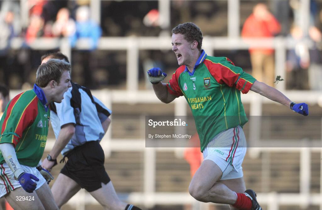 30 November 2008; Aidan O'Shea, Mid Kerry, celebrates after scoring his side's last minute penalty with team-mate Darren O'Sullivan. Kerry Senior Football Championship Final Replay, Kerins O'Rahilly's v Mid Kerry, Fitzgerald Stadium, Killarney, Co. Kerry. Picture credit: Stephen McCarthy / SPORTSFILE