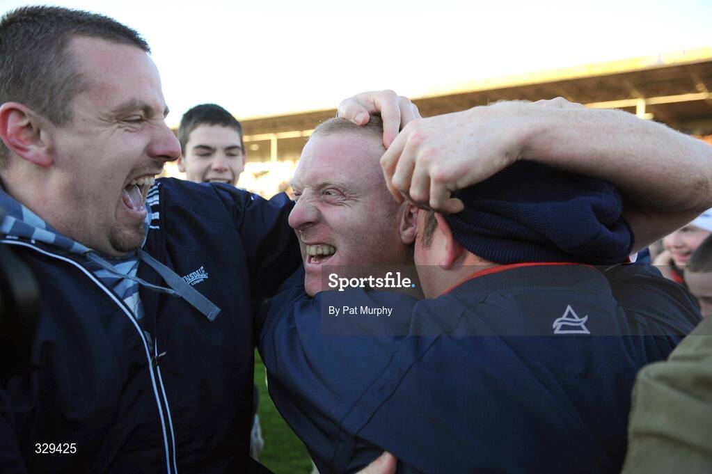 30 November 2008; John Mullane, De La Salle, celebrates with supporters after the game. AIB Munster Senior Club Hurling Championship Final, Adare v De La Salle, Semple Stadium, Thurles. Picture credit: Pat Murphy / SPORTSFILE