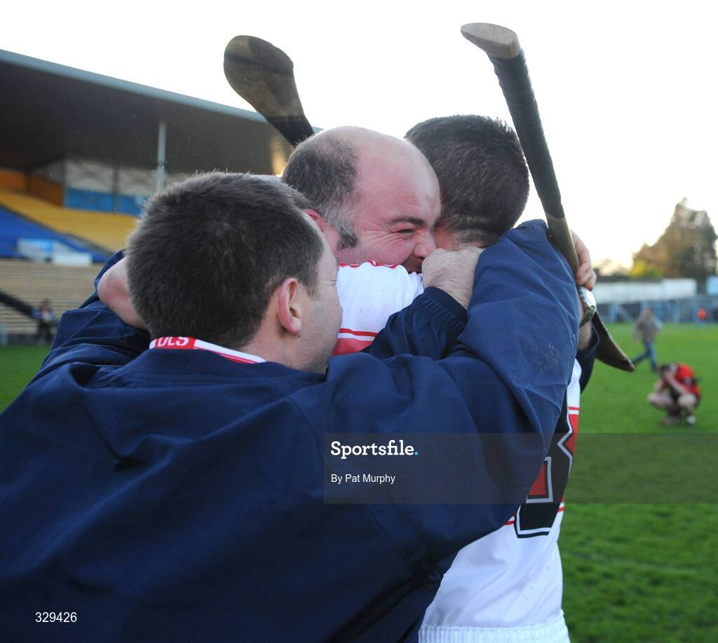 30 November 2008; De La Salle manager Owen Dunphy celebrates with his players after the game. AIB Munster Senior Club Hurling Championship Final, Adare v De La Salle, Semple Stadium, Thurles. Picture credit: Pat Murphy / SPORTSFILE