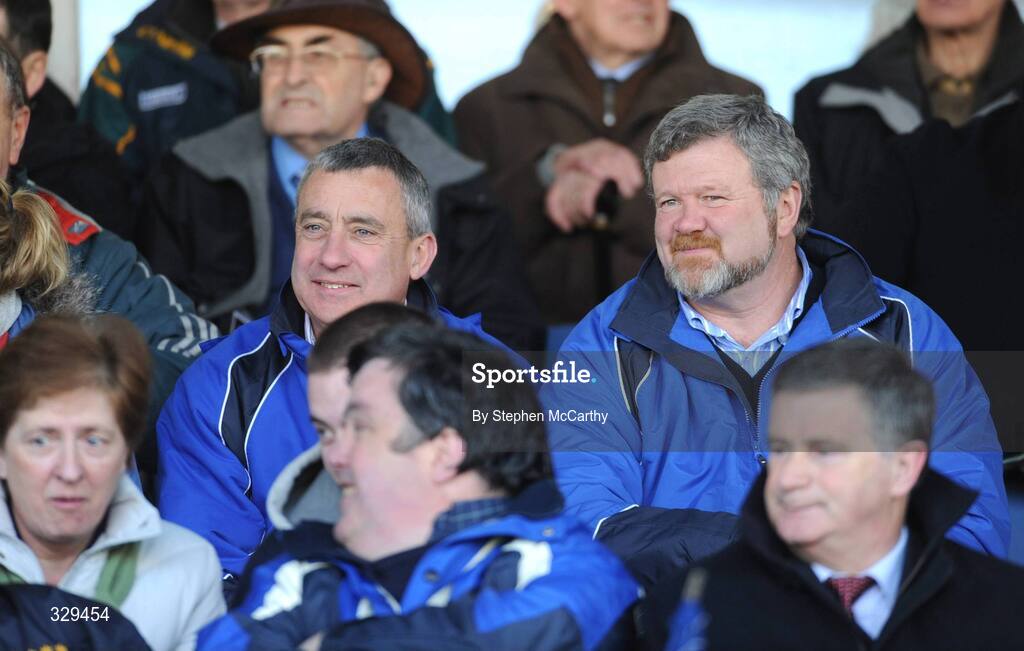 30 November 2008; Former Kerry footballers Denis Ogie Moran, left, and Eoin 'the Bomber' Liston watch on from the stand. Kerry Senior Football Championship Final Replay, Kerins O'Rahilly's v Mid Kerry, Fitzgerald Stadium, Killarney, Co. Kerry. Picture credit: Stephen McCarthy / SPORTSFILE
