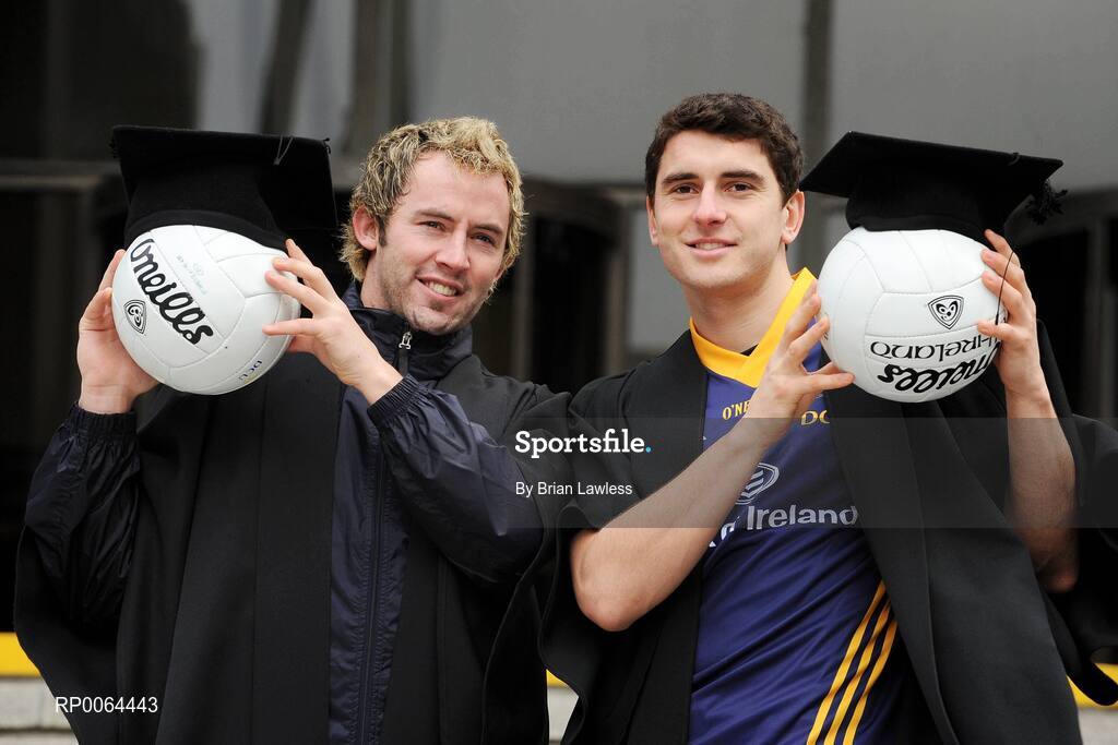 26 November 2008; Bank of Ireland announced that it has signed an agreement to become the new official sponsor of the DCU GAA Academy. The five-year deal commences immediately and will see the Bank of Ireland brand arrive on players and grounds in the coming weeks. The DCU GAA Academy was established in 2006 to provide elite level Gaelic footballers and hurlers with the opportunity to develop their sporting and academic careers in a supportive environment. At the announcement are DCU GAA Academy stars Mayo's Conor Mortimer, left, and Dublin's Bernard Brogan. Bank of Ireland Head Office, Dublin. Picture credit: Brian Lawless / SPORTSFILE