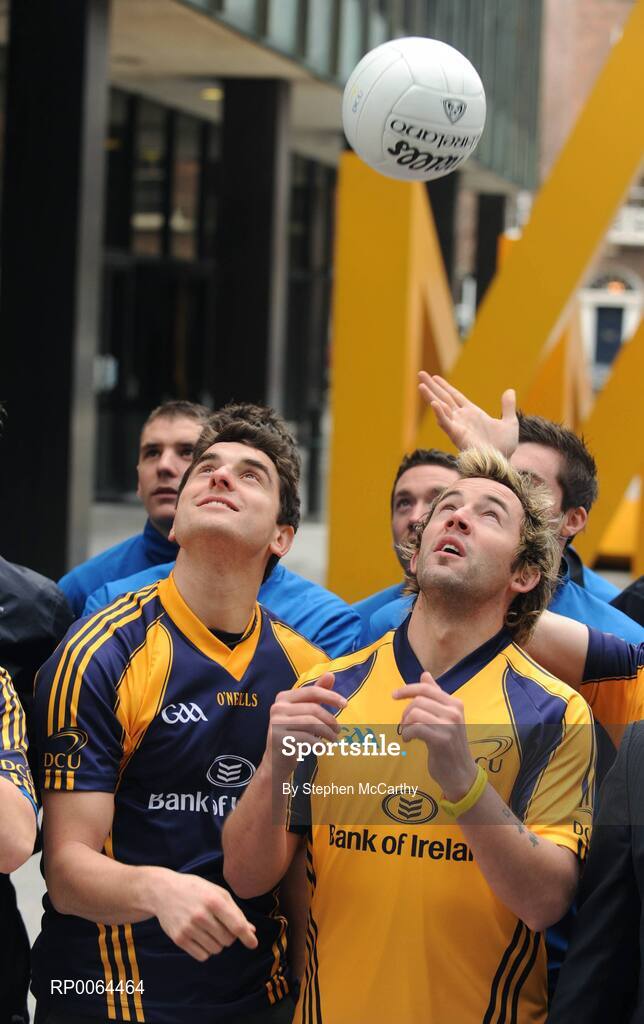 26 November 2008; Bank of Ireland announced that it has signed an agreement to become the new official sponsor of the DCU GAA Academy. The five-year deal commences immediately and will see the Bank of Ireland brand arrive on players and grounds in the coming weeks The DCU GAA Academy was established in 2006 to provide elite level Gaelic footballers and hurlers with the opportunity to develop their sporting and academic careers in a supportive environment. At the announcement is Bernard Brogan, Dublin, left, and Conor Mortimer, Mayo. Bank of Ireland Head Office, Dublin. Picture credit: Stephen McCarthy / SPORTSFILE