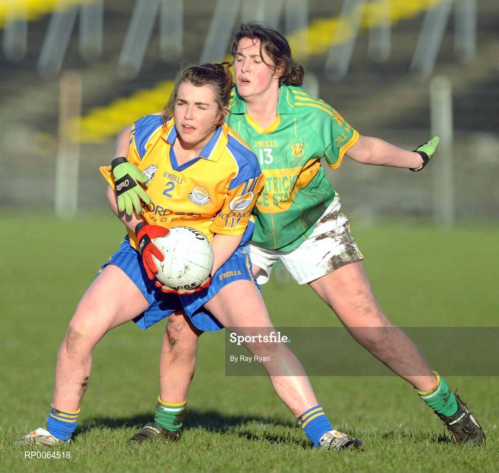 29 November 2008; Niamh Langan, Knockmore, in action against Joan O'Halloran, Kilmihil. VHI Healthcare All-Ireland Ladies Junior Club Football Championship Final, Kilmihil, Clare, v Knockmore, Mayo. Tuam Stadium, Tuam, Co. Galway. Picture credit: Ray Ryan / SPORTSFILE