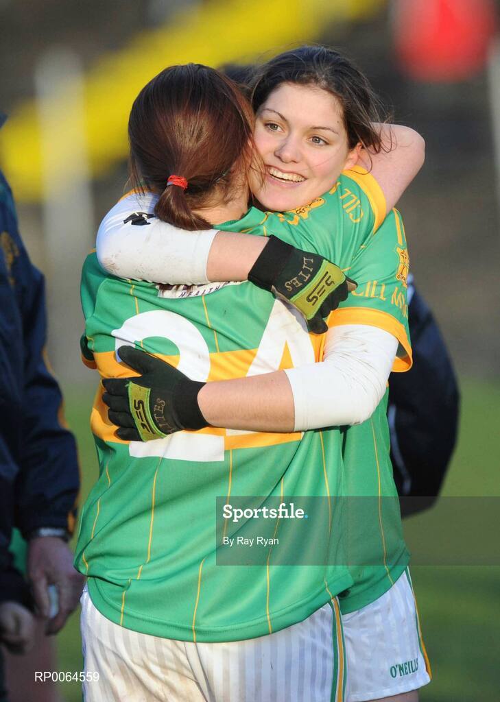29 November 2008; Siobhan Egan and Elaine Duggan, Kilmihil, celebrate after beating Knockmore. VHI Healthcare All-Ireland Ladies Junior Club Football Championship Final, Kilmihil, Clare, v Knockmore, Mayo. Tuam Stadium, Tuam, Co. Galway. Picture credit: Ray Ryan / SPORTSFILE