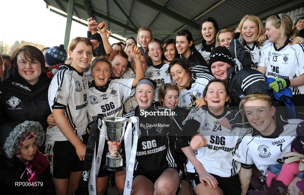 30 November 2008; Emyvale players celebrate with the cup. VHI Healthcare All-Ireland Ladies Intermediate Club Football Championship Final, Emyvale, Monaghan, v Ballingeary Inchigeela, Cork, St Rynagh's, Banagher, Co. Offaly. Picture credit: David Maher / SPORTSFILE