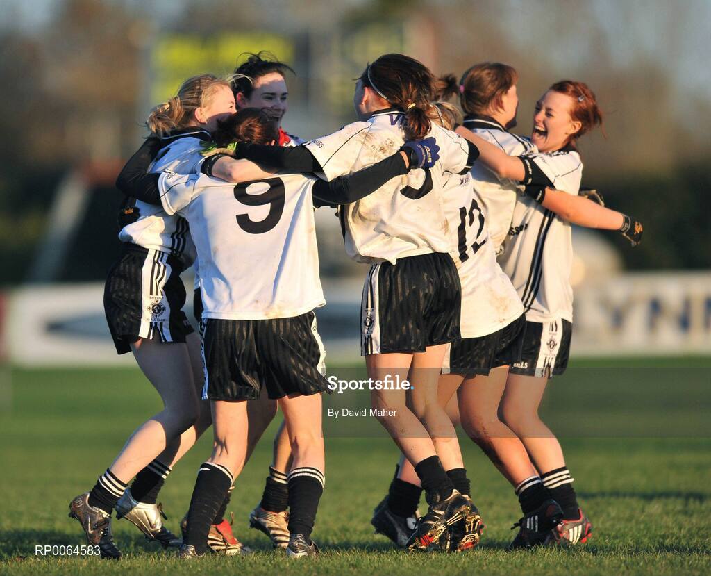 30 November 2008; Emyvale players celebrate victory over Ballingeary Inchigeela at the end of the game. VHI Healthcare All-Ireland Ladies Intermediate Club Football Championship Final, Emyvale, Monaghan, v Ballingeary Inchigeela, Cork, St Rynagh's, Banagher, Co. Offaly. Picture credit: David Maher / SPORTSFILE
