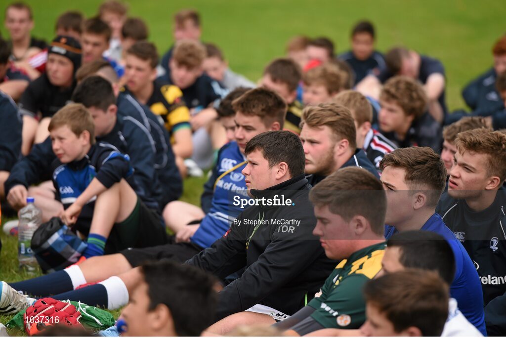 5 August 2015; Participants during the Bank of Ireland Leinster Rugby School of Excellence held at The Kings Hospital, Palmerstown, Dublin. The camp saw the visit of Leinster players to talk to developing players about training, tips and their and their development as rugby players. Picture credit: Stephen McCarthy / SPORTSFILE