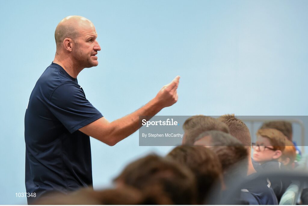 5 August 2015; Participants during the Bank of Ireland Leinster Rugby School of Excellence held at The Kings Hospital, Palmerstown, Dublin. The camp saw the visit of Leinster players to talk to developing players about training, tips and their development as rugby players. Picture credit: Stephen McCarthy / SPORTSFILE
