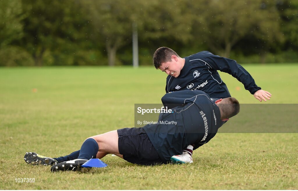 5 August 2015; Participants during the Bank of Ireland Leinster Rugby School of Excellence held at The Kings Hospital, Palmerstown, Dublin. The camp saw the visit of Leinster players to talk to developing players about training, tips and their development as rugby players. Picture credit: Stephen McCarthy / SPORTSFILE