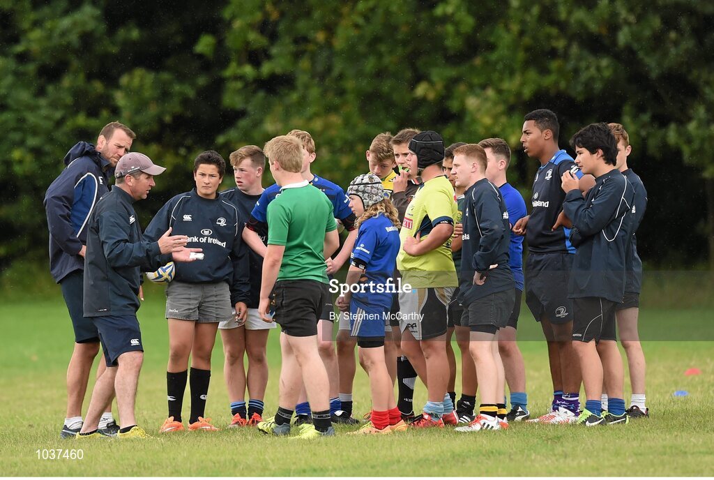5 August 2015; Participants during the Bank of Ireland Leinster Rugby School of Excellence held at The Kings Hospital, Palmerstown, Dublin. The camp saw the visit of Leinster players to talk to developing players about training, tips and their development as rugby players. Picture credit: Stephen McCarthy / SPORTSFILE