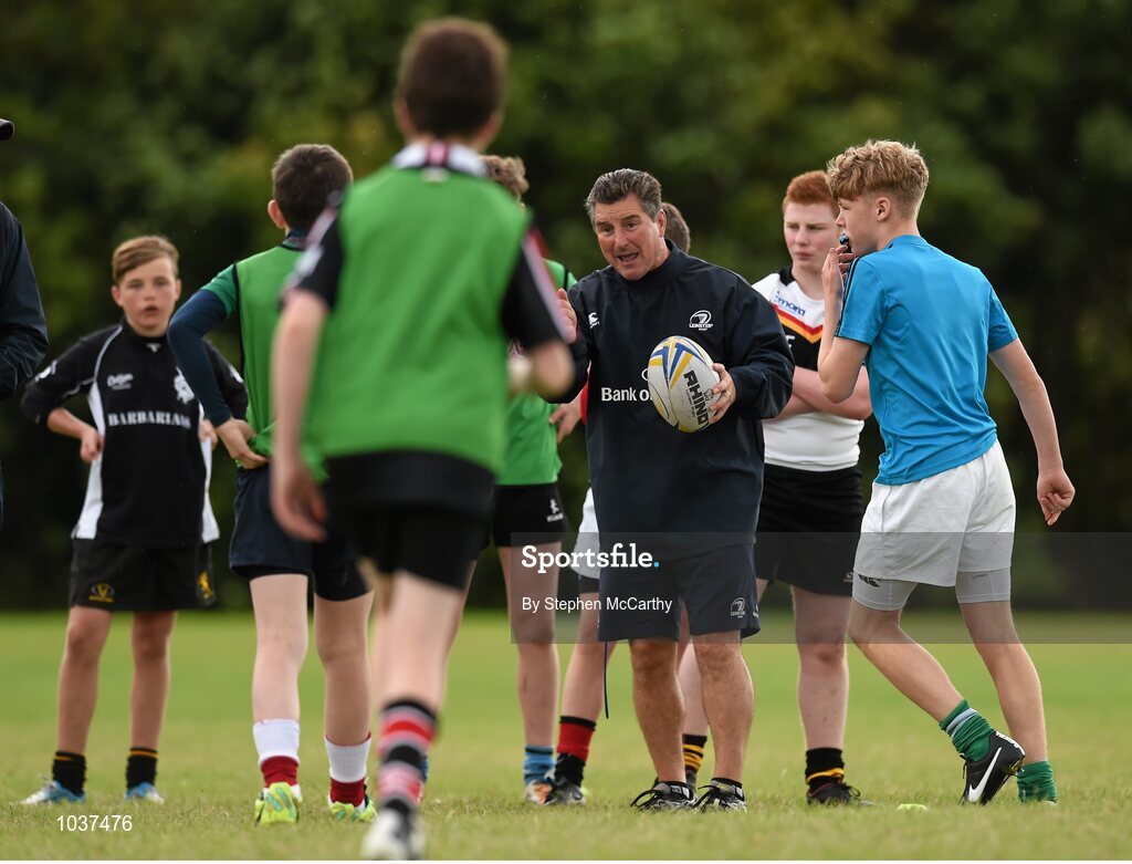 5 August 2015; Participants during the Bank of Ireland Leinster Rugby School of Excellence held at The Kings Hospital, Palmerstown, Dublin. The camp saw the visit of Leinster players to talk to developing players about training, tips and their development as rugby players. Picture credit: Stephen McCarthy / SPORTSFILE