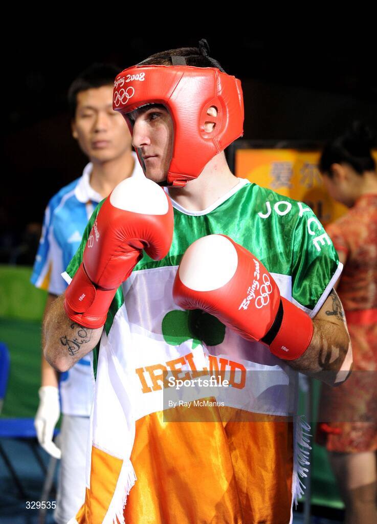 10 August 2008; John Joe Joyce, Ireland, arrives ringside for his 'Round of 32' Light Welter, 64 kg, contest. Beijing 2008 - Games of the XXIX Olympiad, Beijing Workers Gymnasium, Olympic Green, Beijing, China. Picture credit: Ray McManus / SPORTSFILE