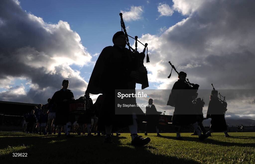 30 November 2008; The Cullen Pipe Band lead the Kerins O'Rahilly's and Mid Kerry teams during the pre-match parade. Kerry Senior Football Championship Final Replay, Kerins O'Rahilly's v Mid Kerry, Fitzgerald Stadium, Killarney, Co. Kerry. Picture credit: Stephen McCarthy / SPORTSFILE