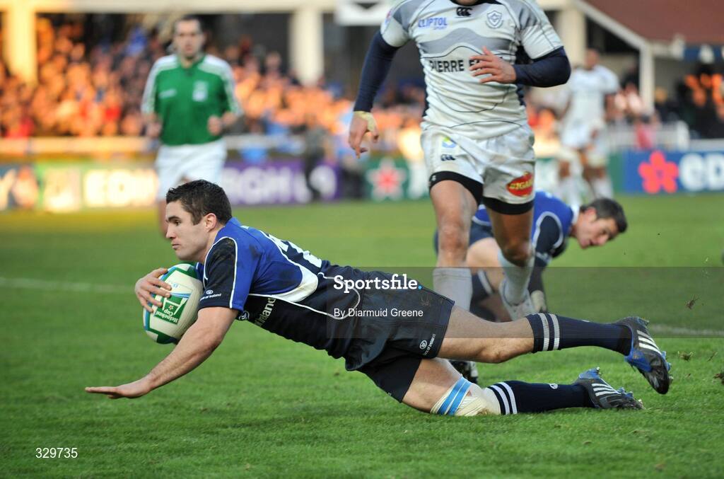 6 December 2008; Simon Keogh, Leinster, score's his side's third try. Heineken Cup, Pool 2, Round 3, Leinster v Castres Olympique, RDS, Dublin. Picture credit: Diarmuid Greene / SPORTSFILE