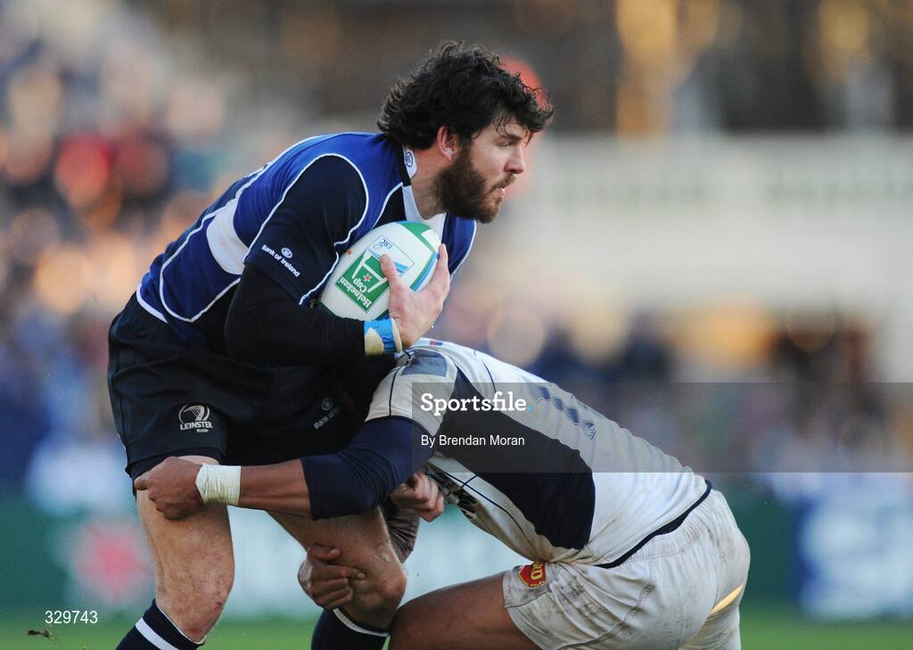 6 December 2008; Shane Horgan, Leinster, is tackled by Anthony Lagardere, Castres Olympique. Heineken Cup, Pool 2, Round 3, Leinster v Castres Olympique, RDS, Dublin. Picture credit: Brendan Moran / SPORTSFILE