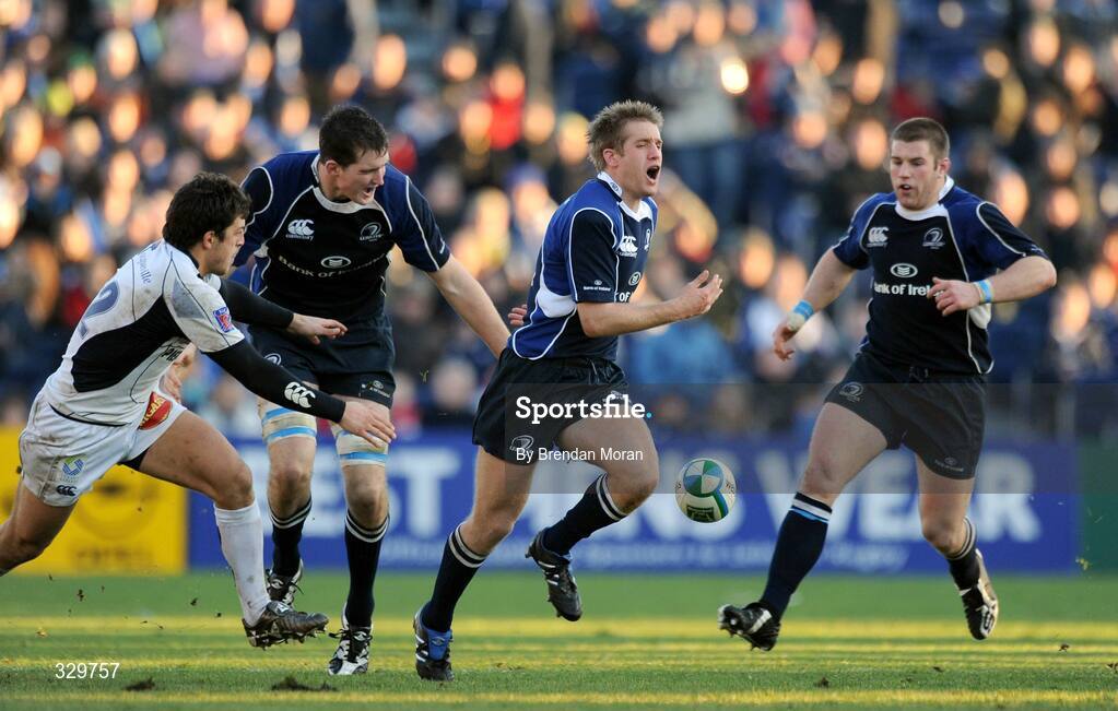 6 December 2008; Luke Fitzgerald, Leinster, reacts after dropping the ball. Heineken Cup, Pool 2, Round 3, Leinster v Castres Olympique, RDS, Dublin. Picture credit: Brendan Moran / SPORTSFILE