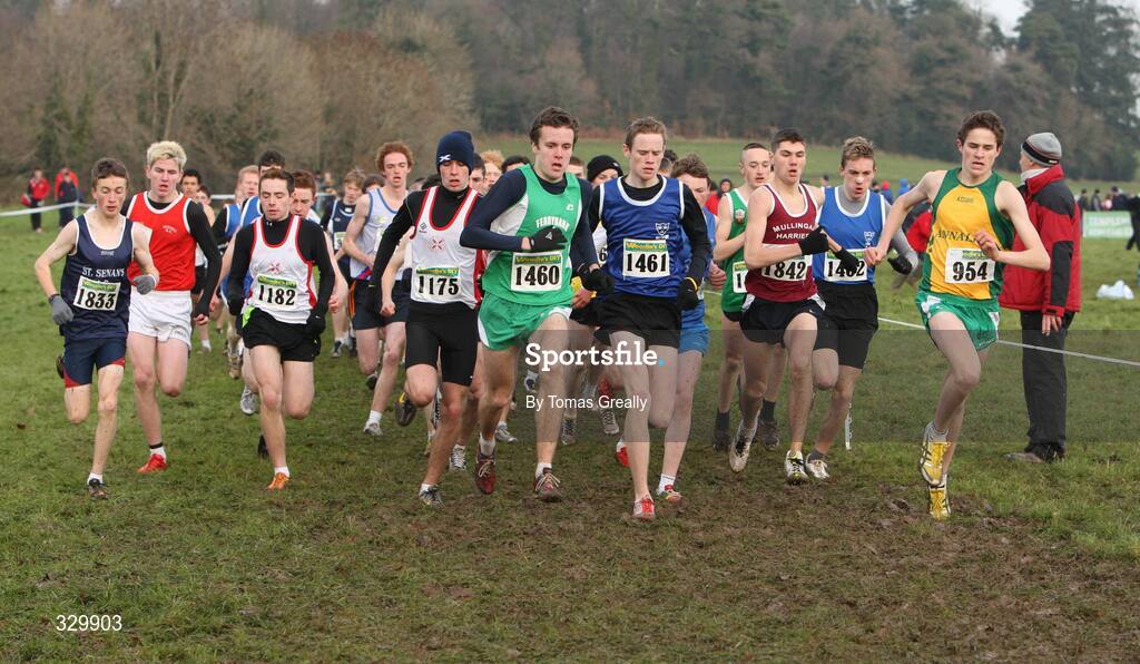7 December 2008; Eventual winner, 1460, Shane Quinn, Munster, leads out the field at the start of the Boy's Under 17 race. Woodie’s DIY Novice and Uneven Ages Championships, Ballyhaise, Co Cavan. Picture credit: Tomas Greally / SPORTSFILE