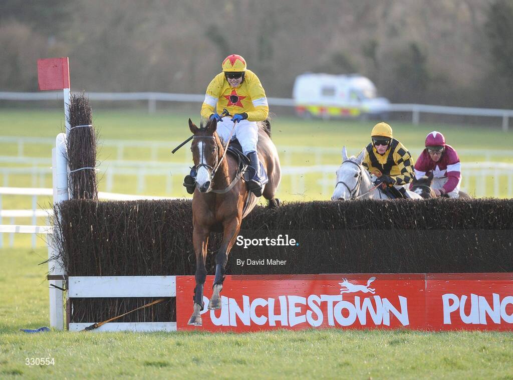 9 December 2008; Noland, with Sam Thomas up, clears the last on their way to winning the John Durkan Memorial Chase. Punchestown Racecouse, Naas, Co. Kildare. Picture credit: David Maher / SPORTSFILE