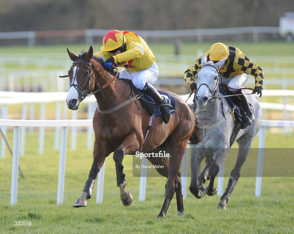 9 December 2008; Noland, with Sam Thomas up, races ahead of second place The Listener, with Daryl Jacob up, on their way to winning the John Durkan Memorial Chase. Punchestown Racecouse, Naas, Co. Kildare. Picture credit: David Maher / SPORTSFILE
