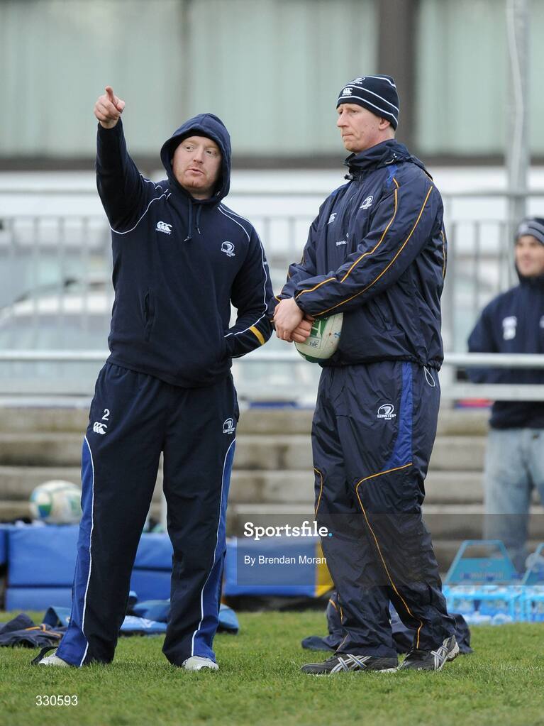 9 December 2008; Leinster's Bernard Jackman, left, and Leo Cullen during squad training. Donnybrook Stadium, Dublin. Picture credit: Brendan Moran / SPORTSFILE
