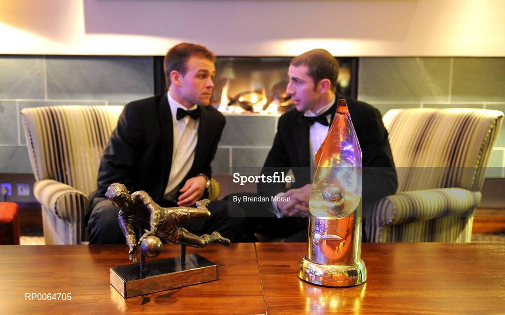 4 December 2008; Bohemians team-mates Brian Murphy, left, who was named as Goalkeeper of the Year, and Owen Heary, who was named eircom / SWAI Personality of the Year at the 2008 eircom / Soccer Writers Association of Ireland Awards. The Hilton Hotel, Charlemont Place, Dublin. Picture credit: Brendan Moran / SPORTSFILE