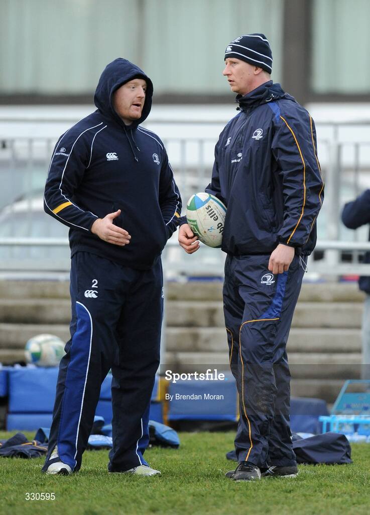 9 December 2008; Leinster's Bernard Jackman, left, and Leo Cullen during squad training. Donnybrook Stadium, Dublin. Picture credit: Brendan Moran / SPORTSFILE