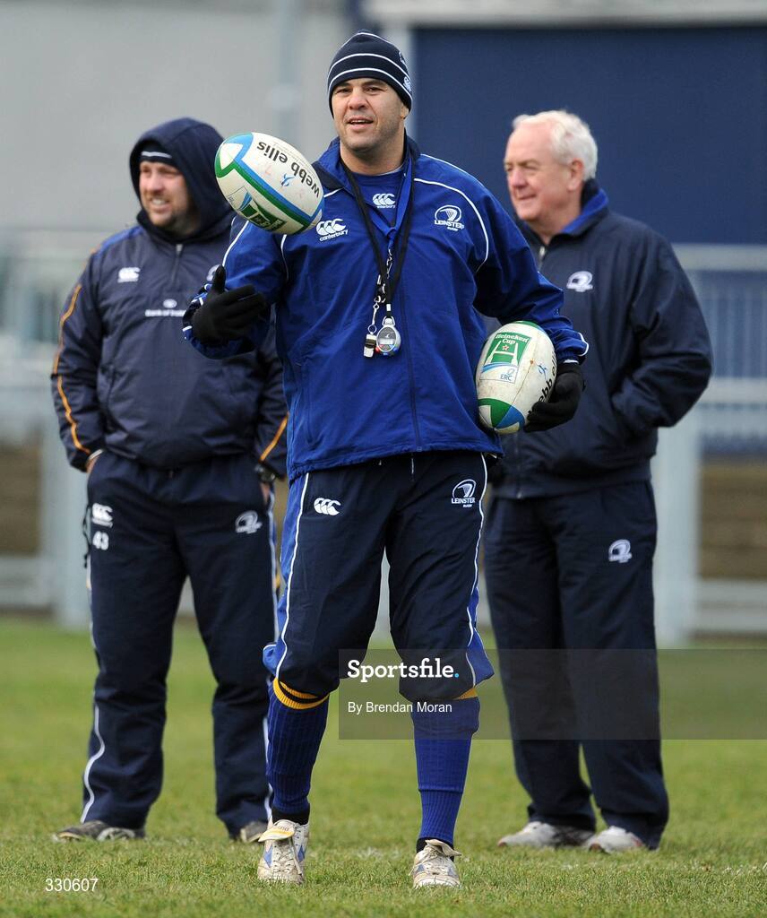 9 December 2008; Leinster head coach Michael Chieka with asistant coaches Kurt McQuilken and Alan Gaffney during squad training. Donnybrook Stadium, Dublin. Picture credit: Brendan Moran / SPORTSFILE