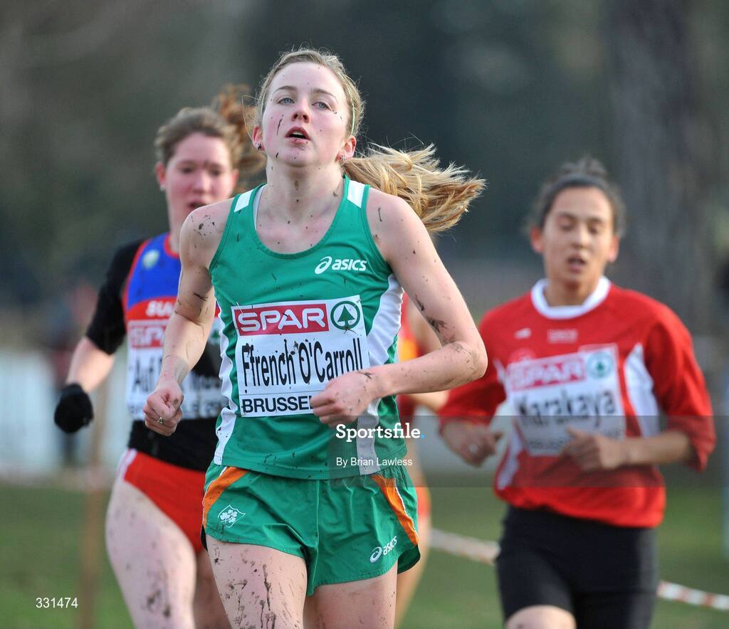 14 December 2008; Ireland's Rebecca Ffrench O'Carroll in action during the Junior Women's event during the 2008 European Cross Country Championships. The Ireland Junior Women's team finished 4th overall. Parc de Laeken, Brussels, Belgium. Picture credit: Brian Lawless / SPORTSFILE