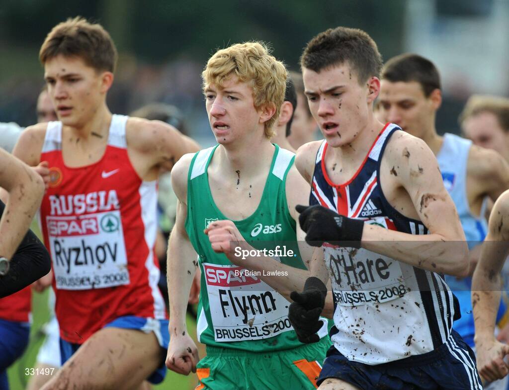 14 December 2008; Ireland's David Flynn in action in the Junior Men's event during the 2008 European Cross Country Championships. Parc de Laeken, Brussels, Belgium. Picture credit: Brian Lawless / SPORTSFILE
