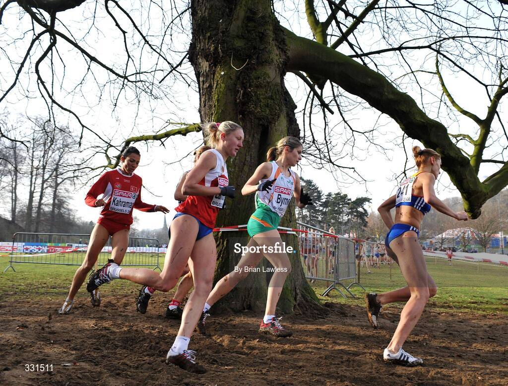 14 December 2008; Ireland's Linda Byrne on her way to finishing 10th in the Under 23 Women's event during the 2008 European Cross Country Championships. Parc de Laeken, Brussels, Belgium. Picture credit: Brian Lawless / SPORTSFILE
