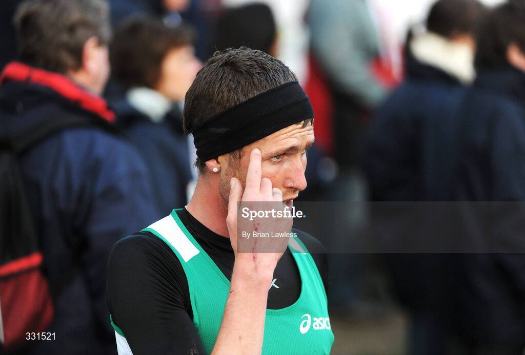 14 December 2008; Ireland's Martin Fagan shows his disappointment after finishing 24th, despite leading early on in the Senior Men's event during the 2008 European Cross Country Championships. Parc de Laeken, Brussels, Belgium. Picture credit: Brian Lawless / SPORTSFILE