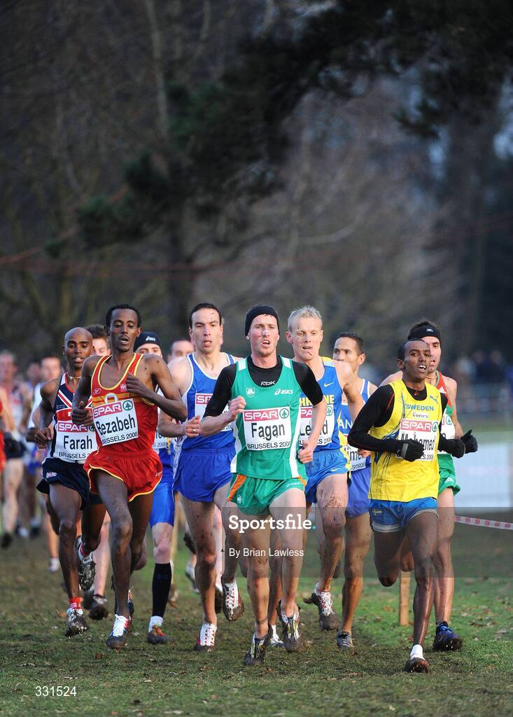 14 December 2008; Ireland's Martin Fagan leads the field in the Senior Men's event during the 2008 European Cross Country Championships. Fagan finished 24th having led the race early on. Parc de Laeken, Brussels, Belgium. Picture credit: Brian Lawless / SPORTSFILE