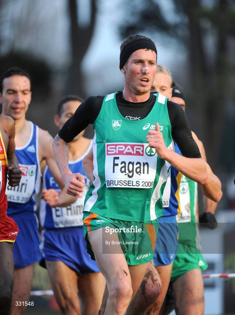 14 December 2008; Ireland's Martin Fagan in action during the Senior Men's event during the 2008 European Cross Country Championships. Fagan finished 24th having led the race early on. Parc de Laeken, Brussels, Belgium. Picture credit: Brian Lawless / SPORTSFILE