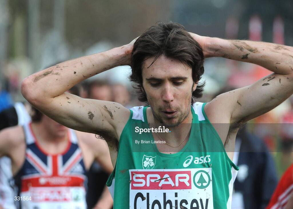 14 December 2008; Ireland's Michael Clohisey after finishing 37th in the Under 23 Men's event during the 2008 European Cross Country Championships. Parc de Laeken, Brussels, Belgium. Picture credit: Brian Lawless / SPORTSFILE