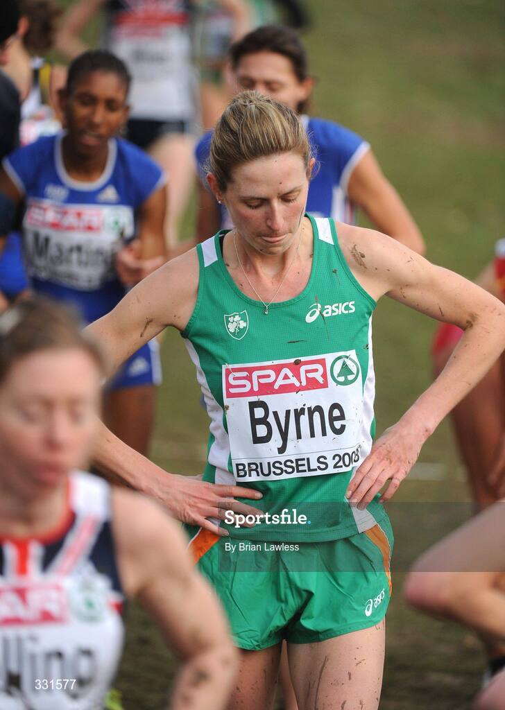 14 December 2008; Ireland's Deirdre Byrne after finishing 29th in the Senior Women's event during the 2008 European Cross Country Championships. Parc de Laeken, Brussels, Belgium. Picture credit: Brian Lawless / SPORTSFILE